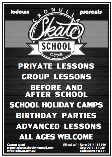 CRONULLA SKATE SCHOOL UP & RUNNING!