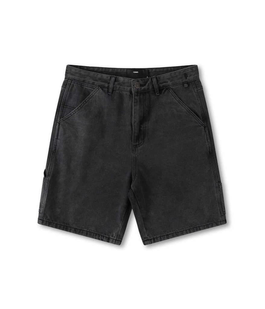 FORMER - "DISTAND VT" DENIM CARPENTER SHORT BLACK DENIM