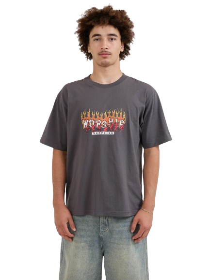 WORSHIP - "HOT POTATO" TEE WORN BLACK