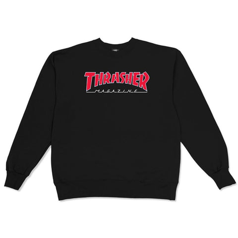 THRASHER - "OUTLINED" CREW BLACK/RED
