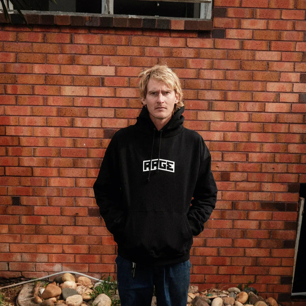RAGE LOGO HOOD - BLACK