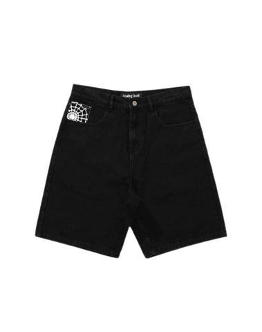 CRAWLING DEATH - "WEB" BLACK DENIM SHORTS
