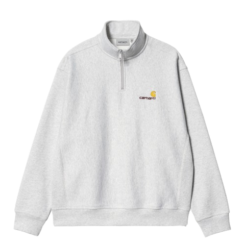 CARHARTT - "HALF ZIP AMERICAN SCRIPT SWEAT" ASH HEATHER