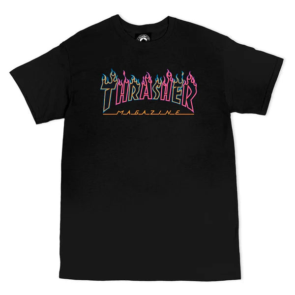 THRASHER - "DOUBLE OUTLINE" BLACK TEE