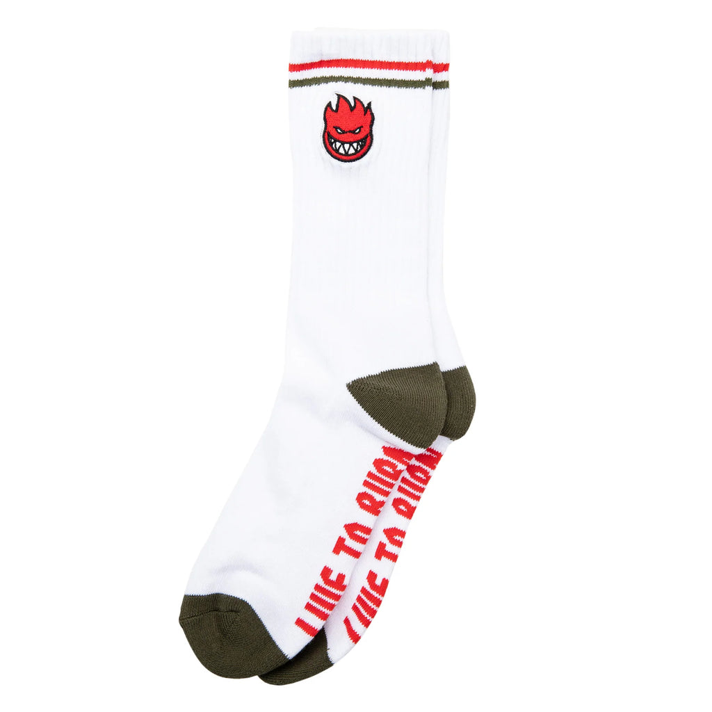SPITFIRE - "BIGHEAD" SOCKS WHITE/OLIVE/RED