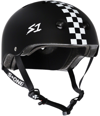 S1 "LIFER" HELMET MATTE BLACK W/CHECKERS