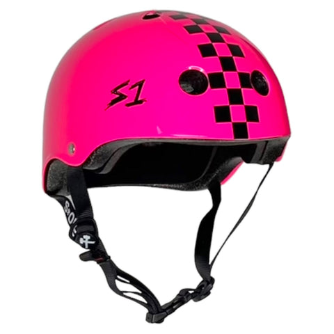 S1 - "LIFER" HELMET PINK GLOSS/BLACK CHECKERS